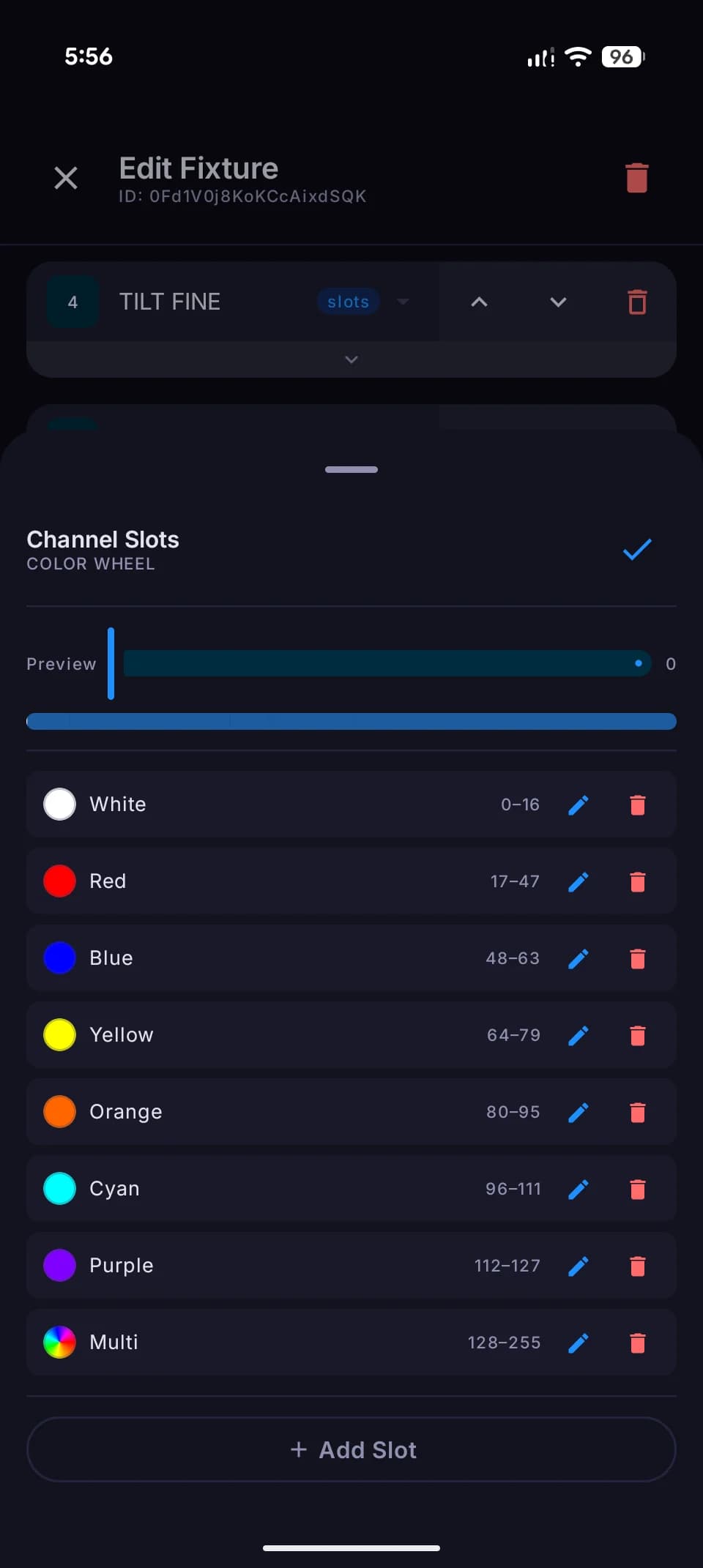 Edit Fixture — channel slots