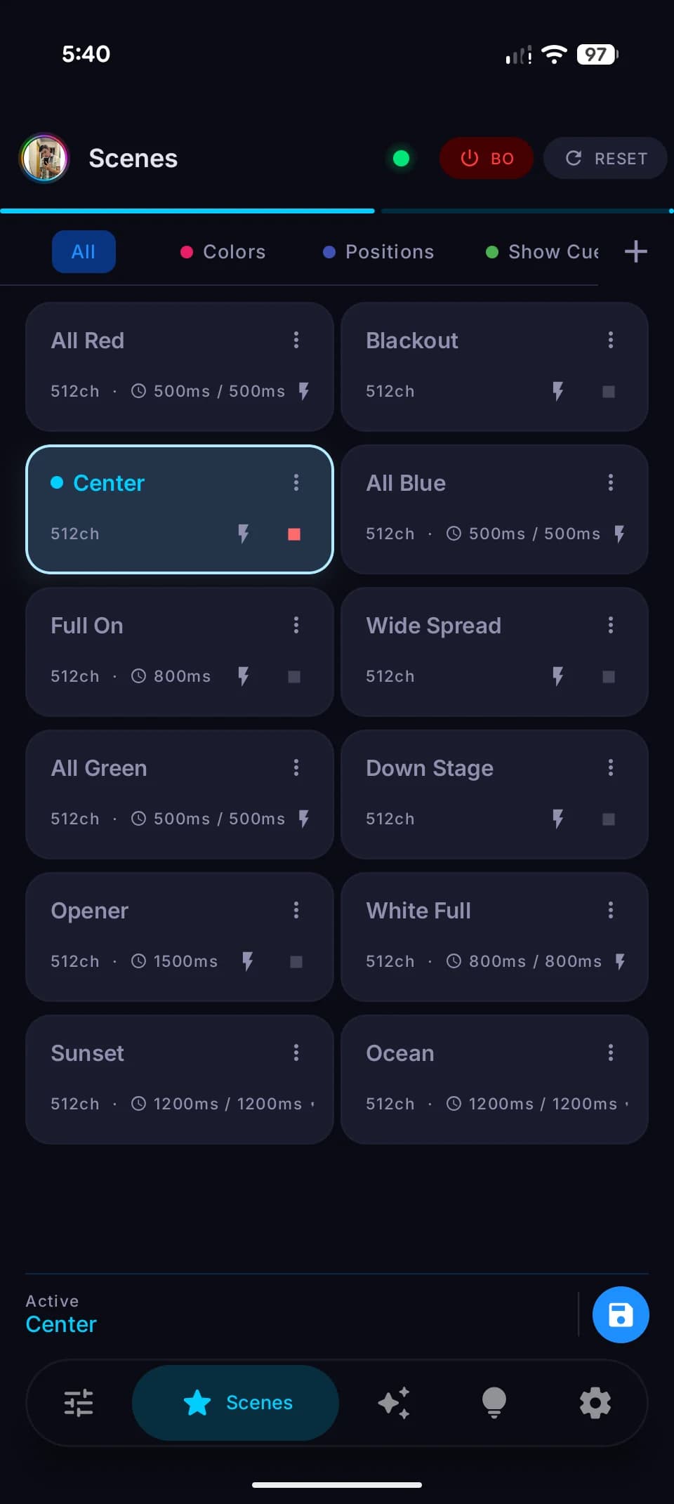 Scenes — preset library
